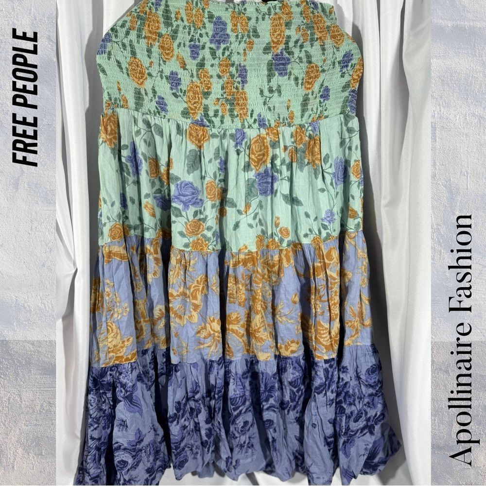 FREE PEOPLE BUBBLES ONLY CONVERTIBLE SKIRT DRESS NEW VARIOUS SIZES BLUE COMBO - Picture 8 of 9